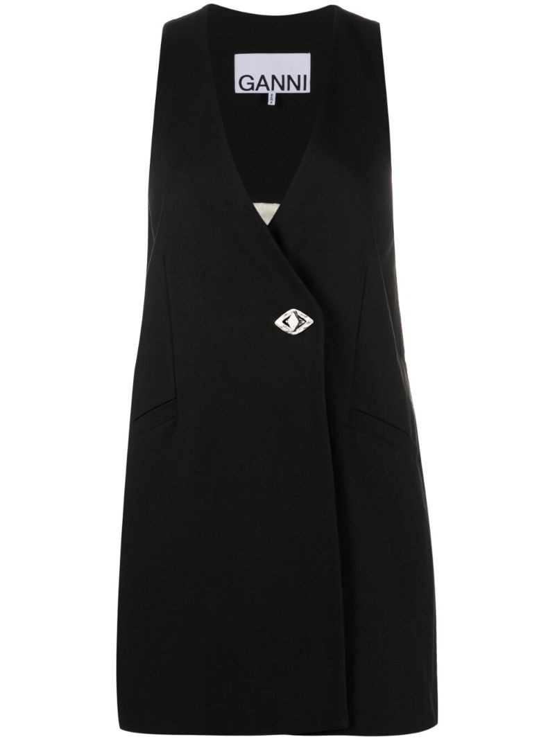 Black V-neck Mini Dress