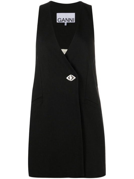 Black V-neck Mini Dress