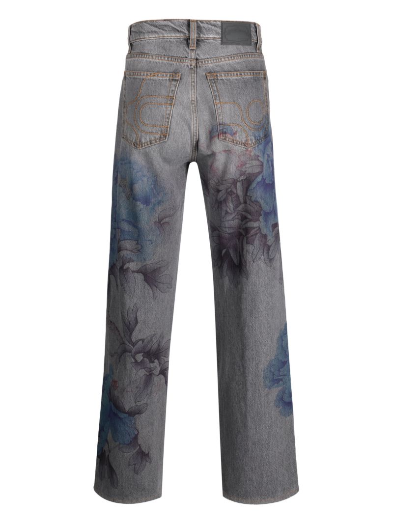 Grey Benz Floral-print Jeans