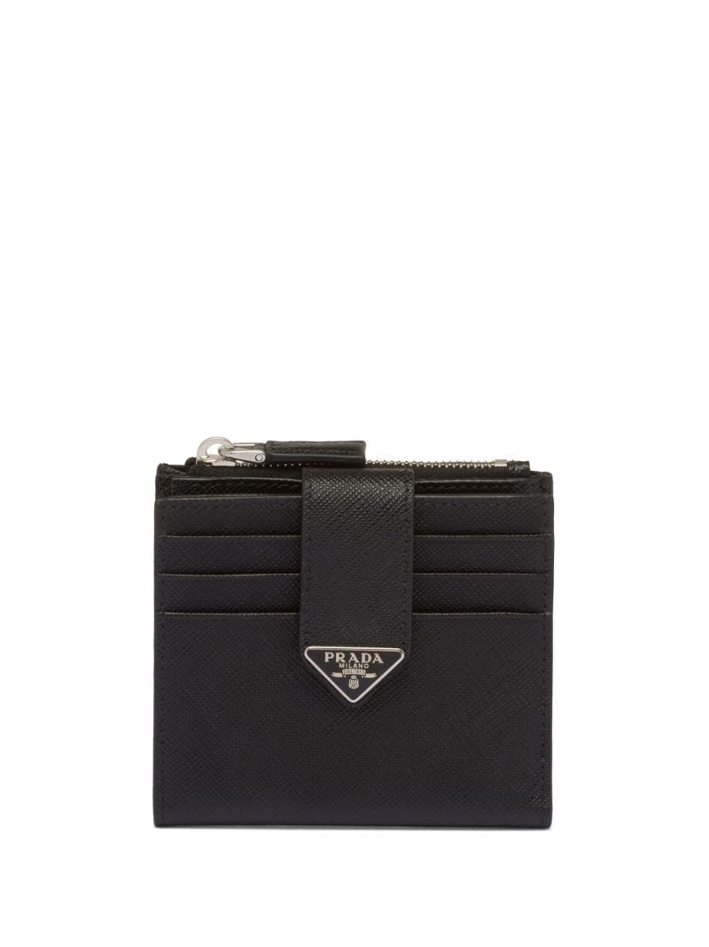 Black Triangle Logo Leather Wallet
