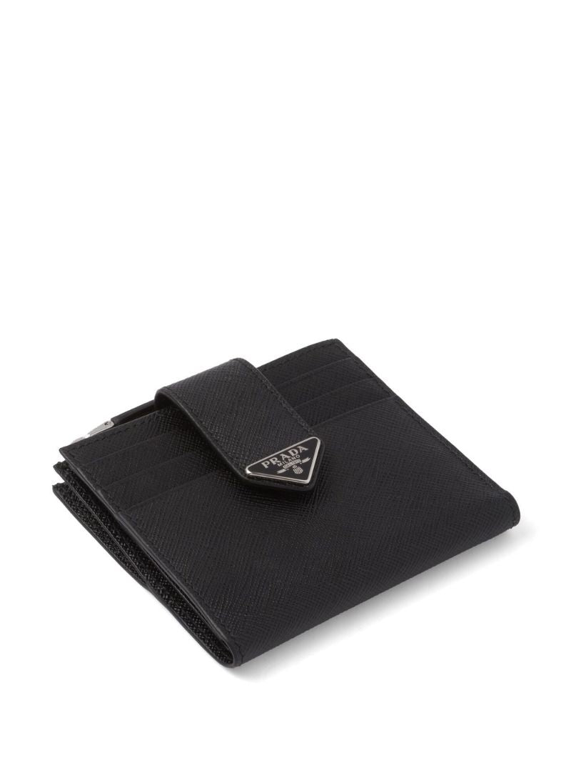 Black Triangle Logo Leather Wallet