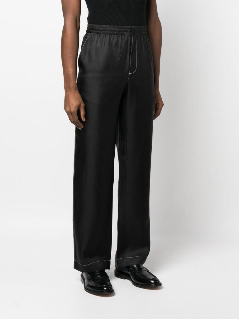 Black Straight-leg Silk Trousers