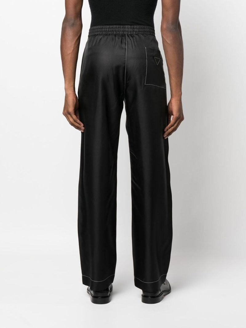 Black Straight-leg Silk Trousers