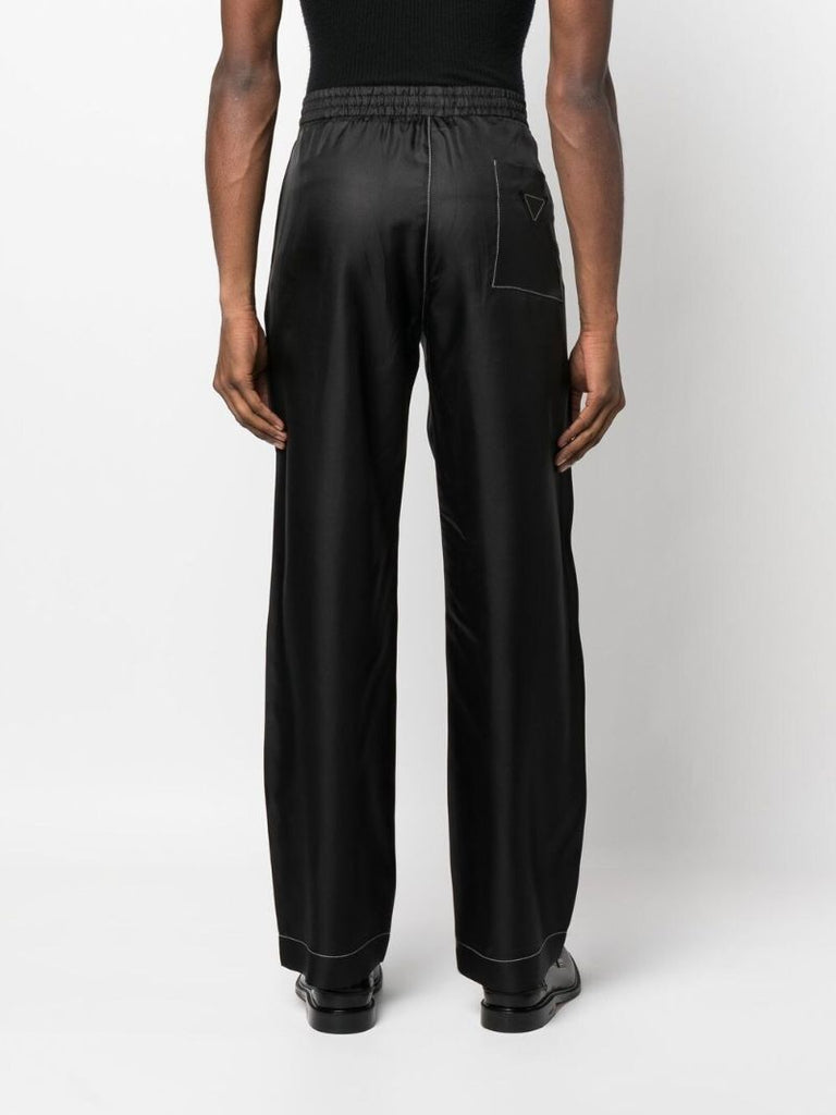Black Straight-leg Silk Trousers