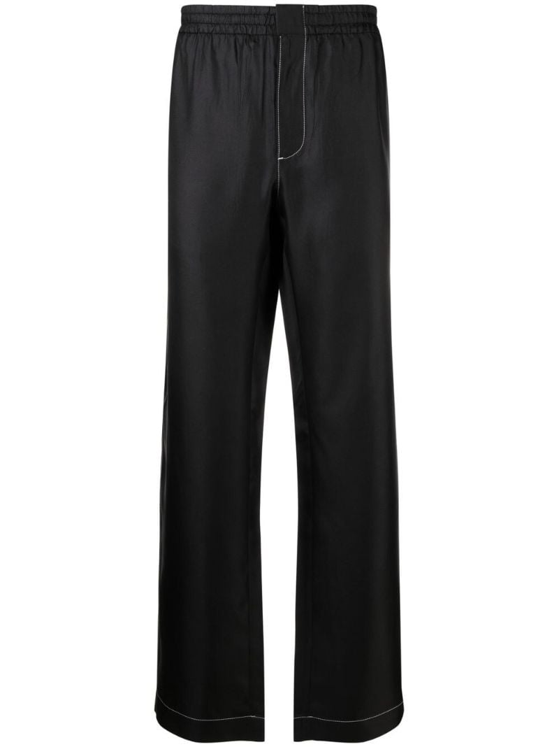 Black Straight-leg Silk Trousers