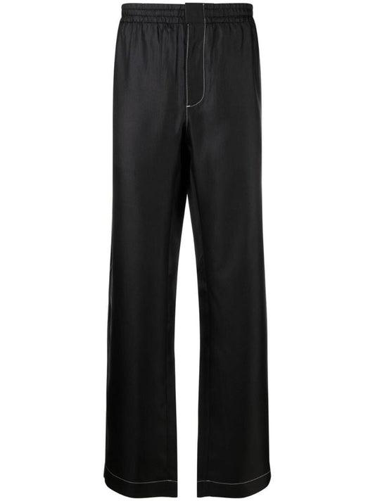 Black Straight-leg Silk Trousers