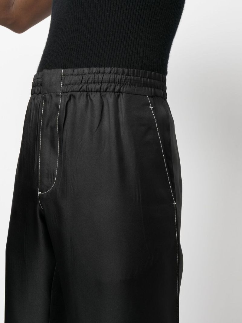 Black Straight-leg Silk Trousers