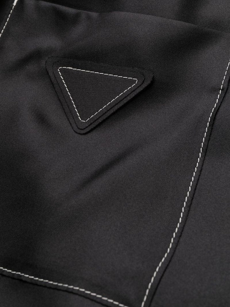 Black Straight-leg Silk Trousers