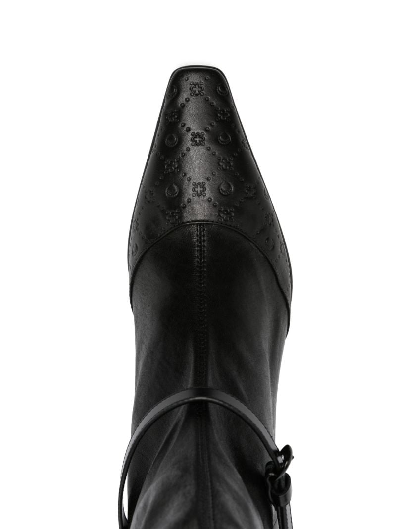 Black Logo-embossed Leather Boots