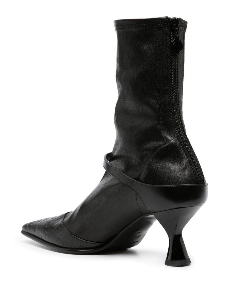 Black Logo-embossed Leather Boots