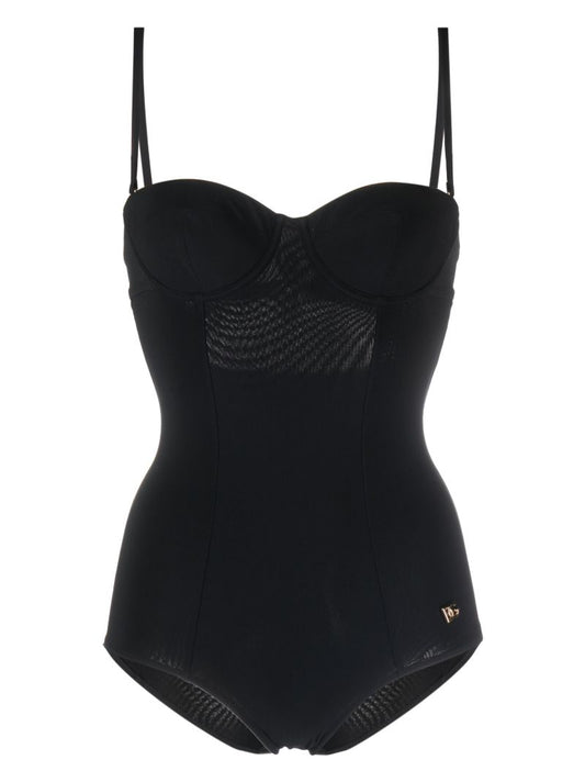 Black Logo Plaque Swimsuit