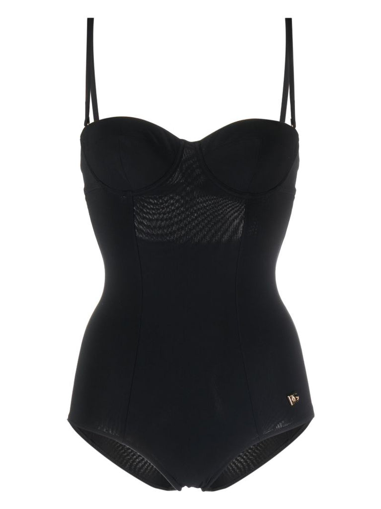 Black Logo Plaque Swimsuit