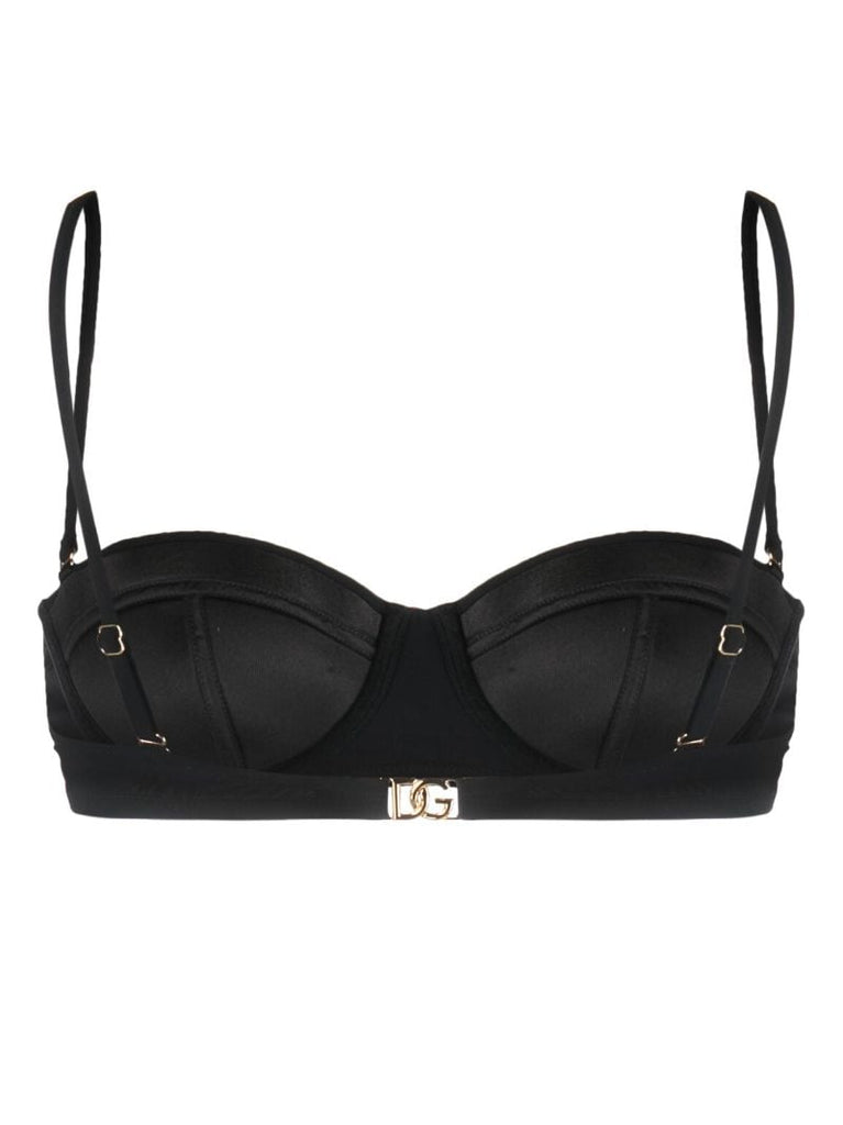 Black Logo-plaque Bikini Top