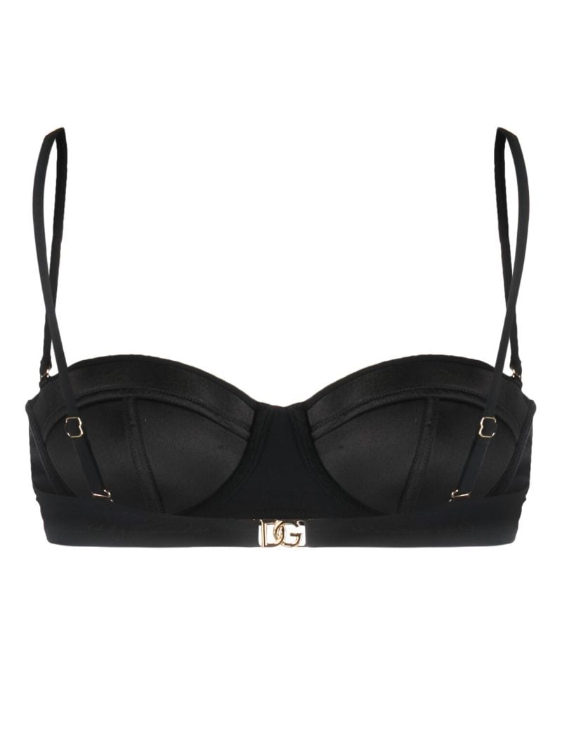 Black Logo-plaque Bikini Top