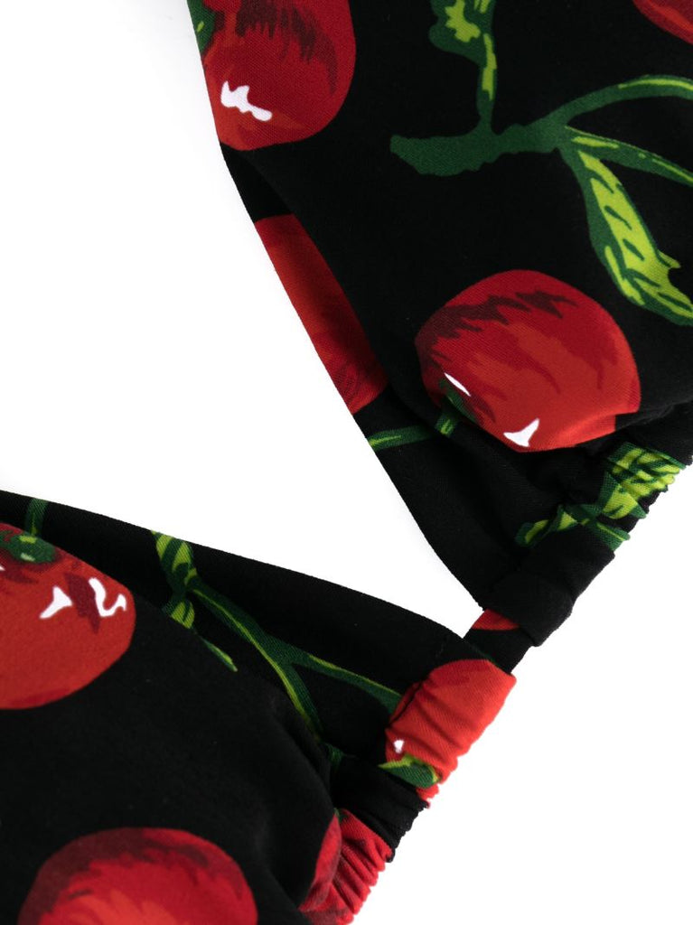 Black and Red Cherry Print Bikini