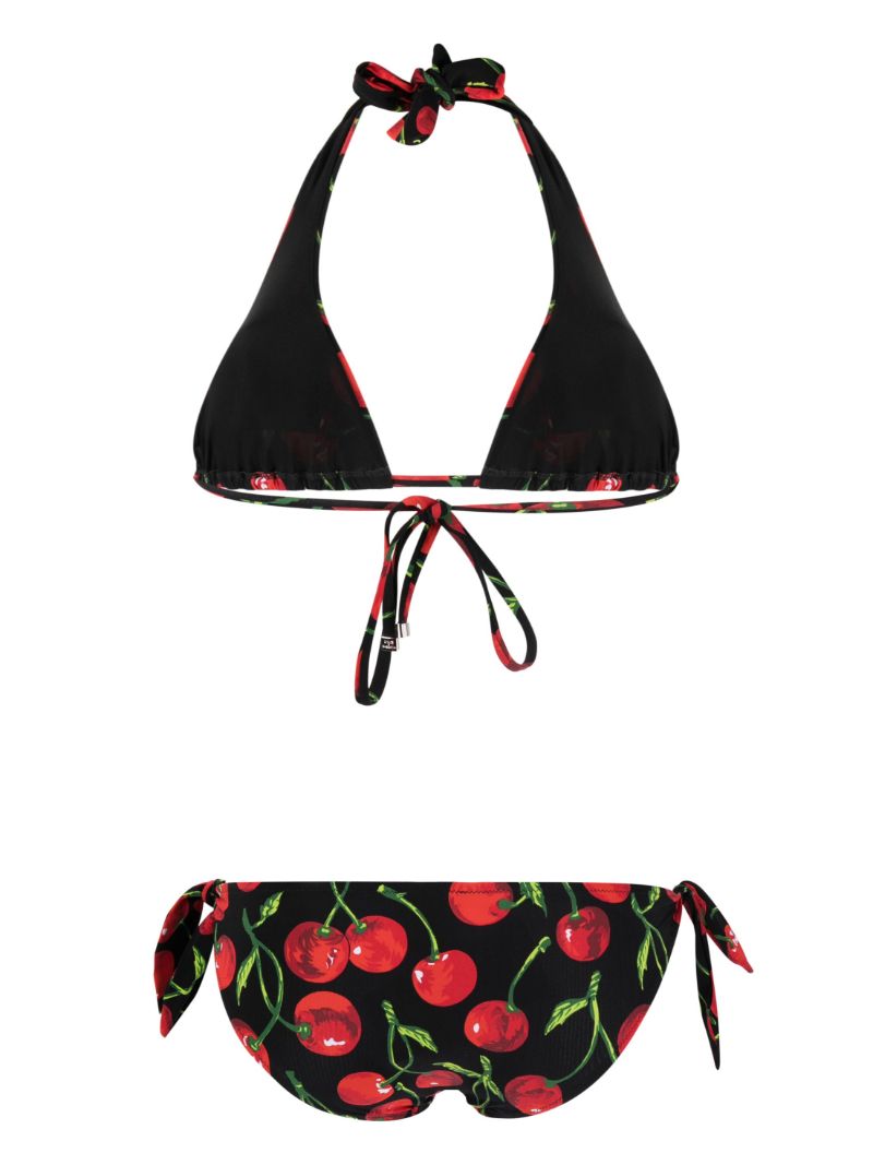 Black and Red Cherry Print Bikini