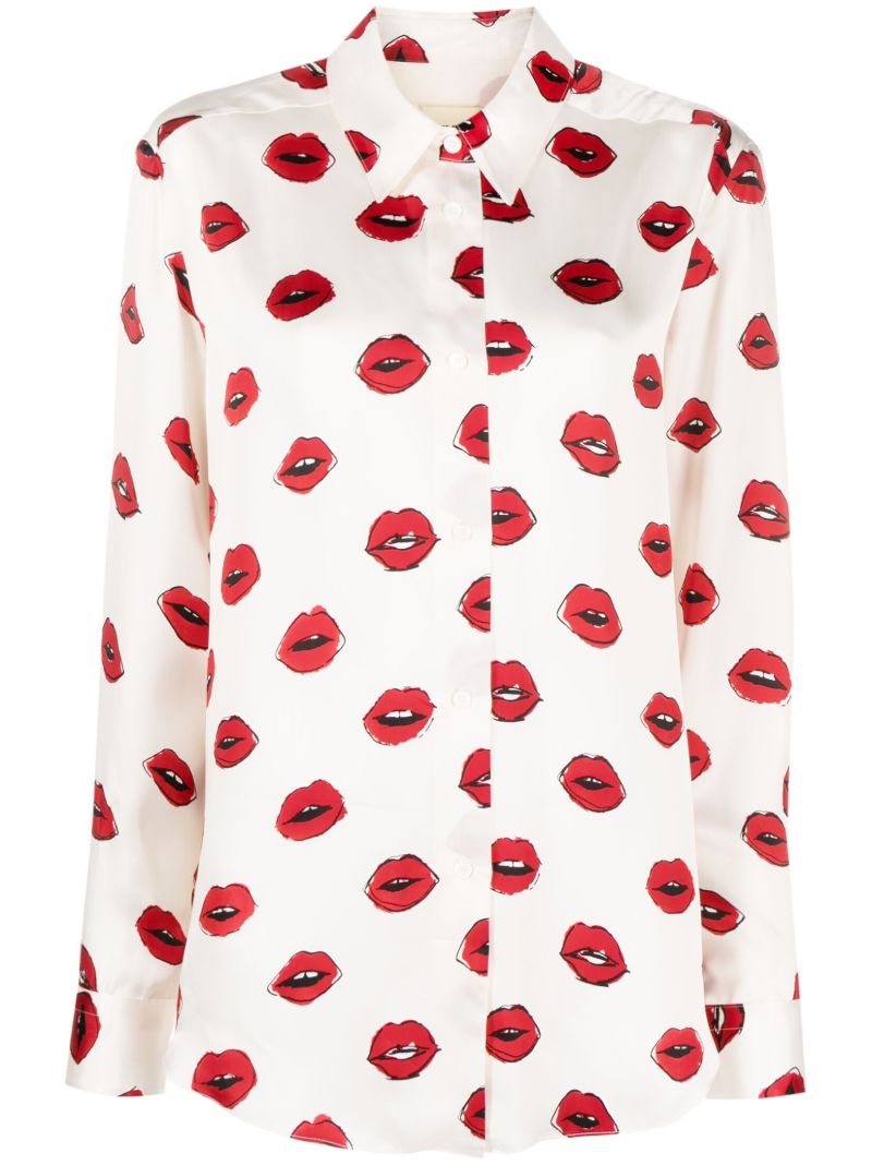 Neutral Argo Lips-print Shirt
