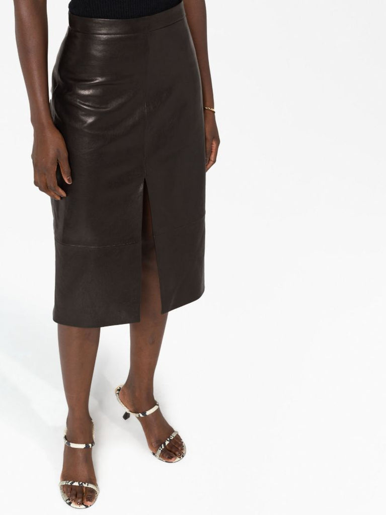 The Fraser Leather Midi Skirt