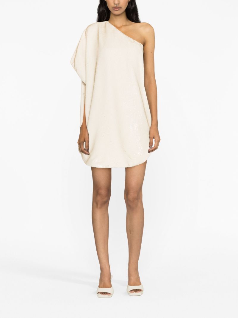 Neutral Gloria Sequin-embellished Mini Dress