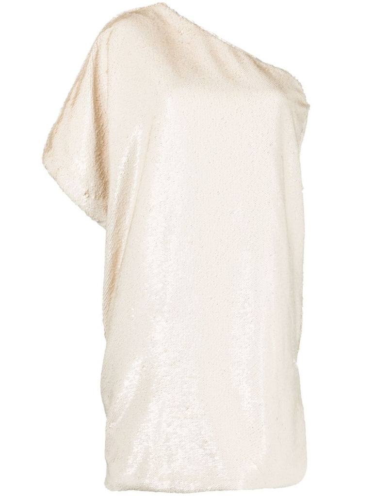 Neutral Gloria Sequin-embellished Mini Dress