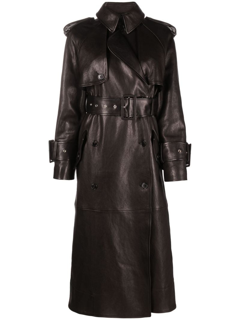 Black the Rennie Leather Trench Coat