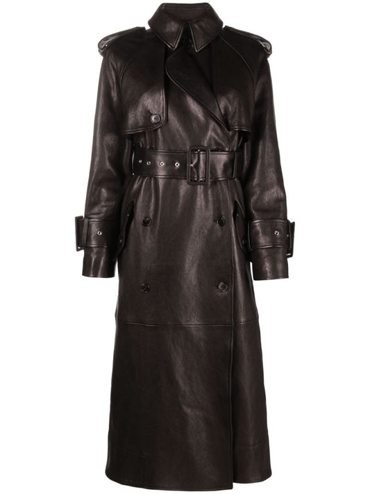 Black the Rennie Leather Trench Coat