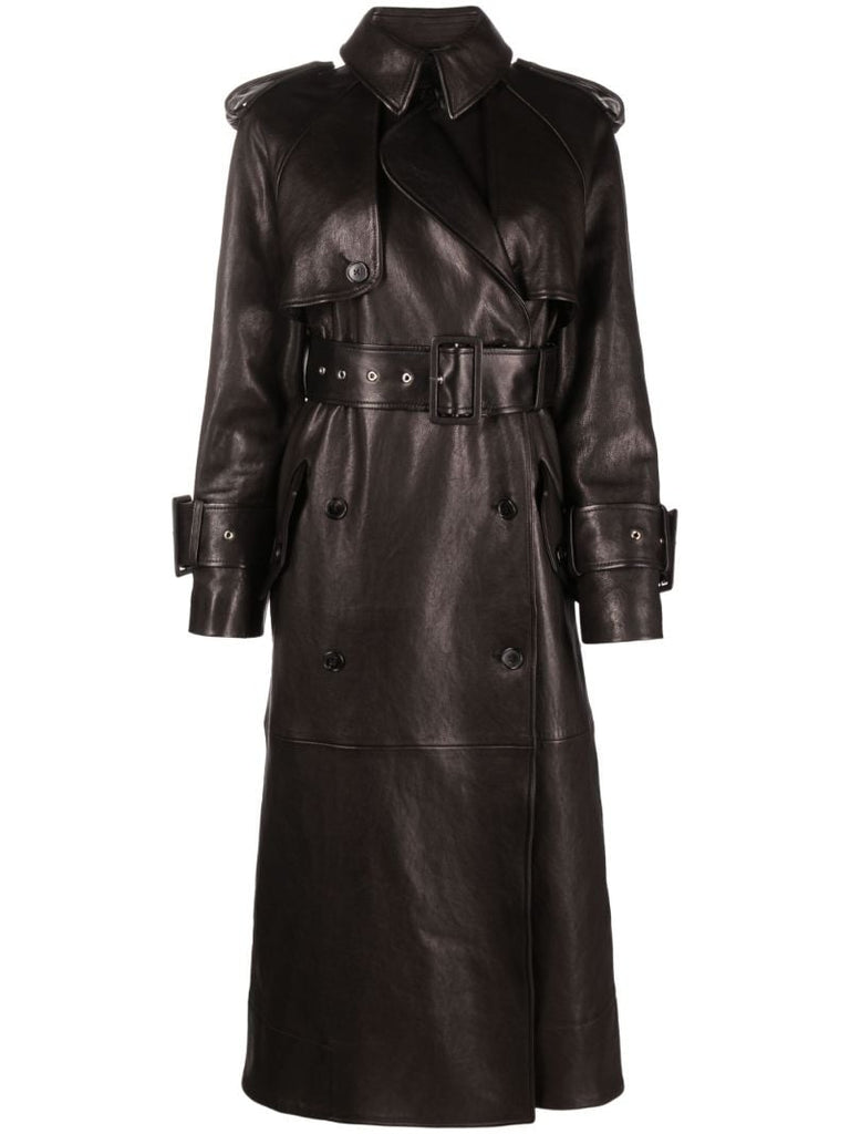 Black the Rennie Leather Trench Coat