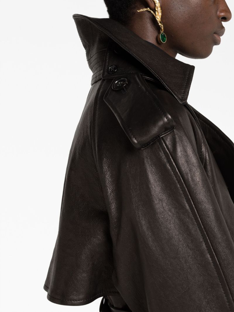 Black the Rennie Leather Trench Coat