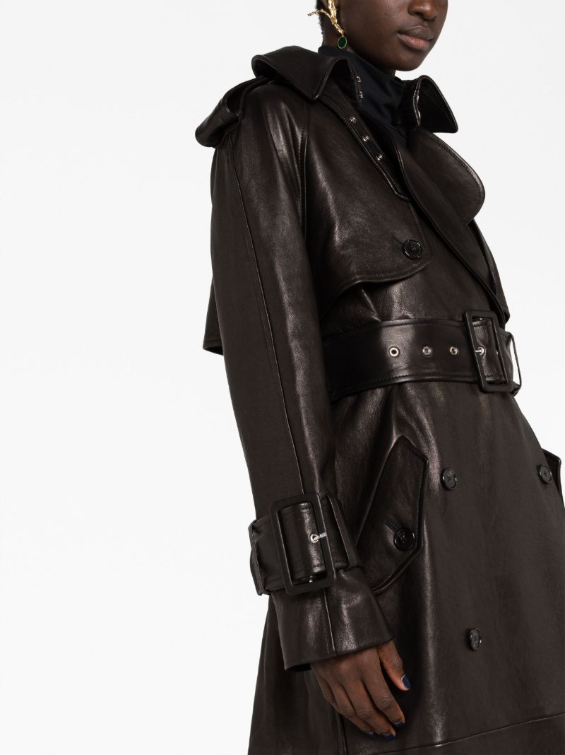 Black the Rennie Leather Trench Coat