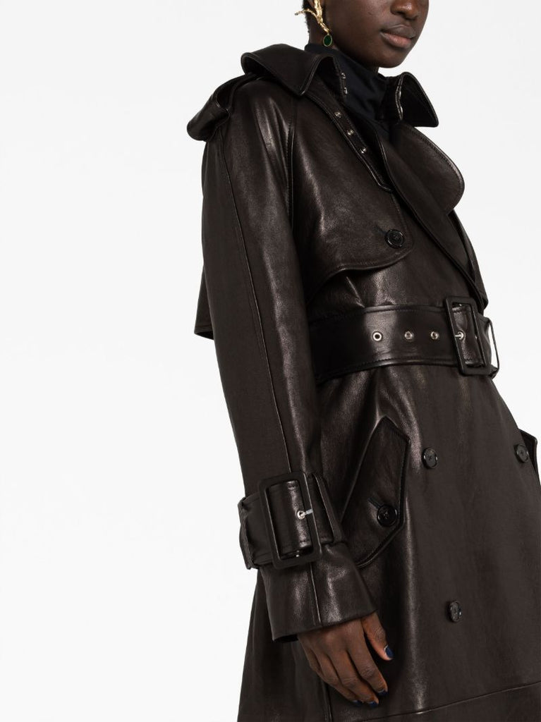 Black the Rennie Leather Trench Coat