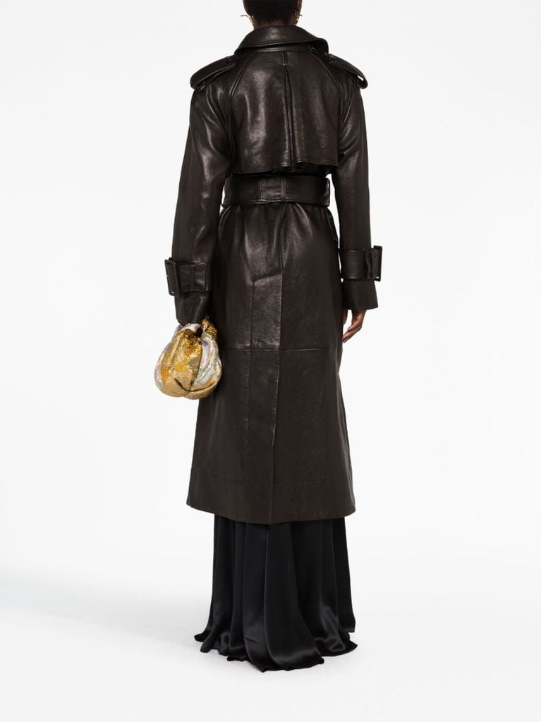 Black the Rennie Leather Trench Coat