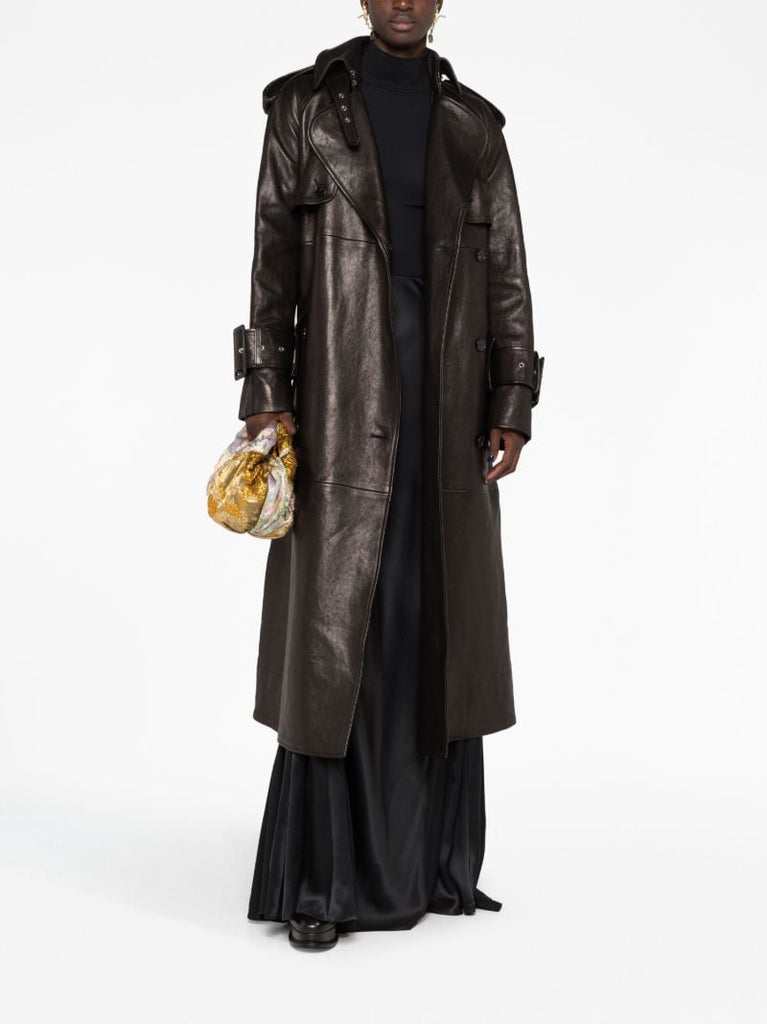 Black the Rennie Leather Trench Coat