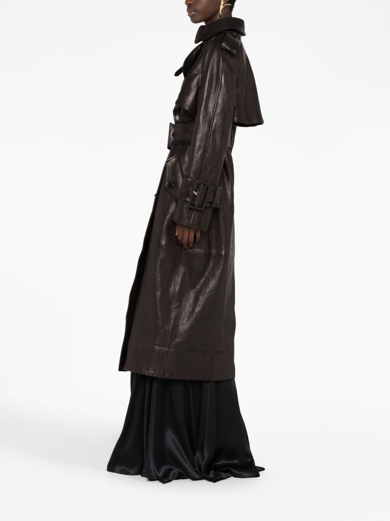 Black the Rennie Leather Trench Coat