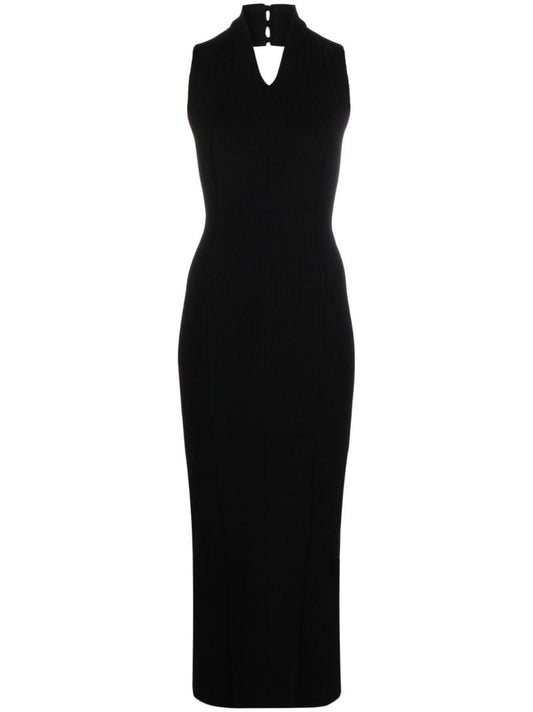 Black Amalfi Ribbed-knit Midi Dress