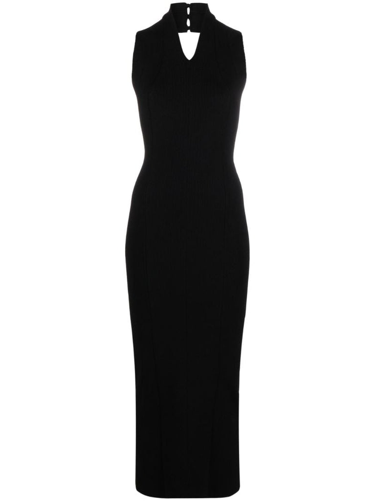 Black Amalfi Ribbed-knit Midi Dress