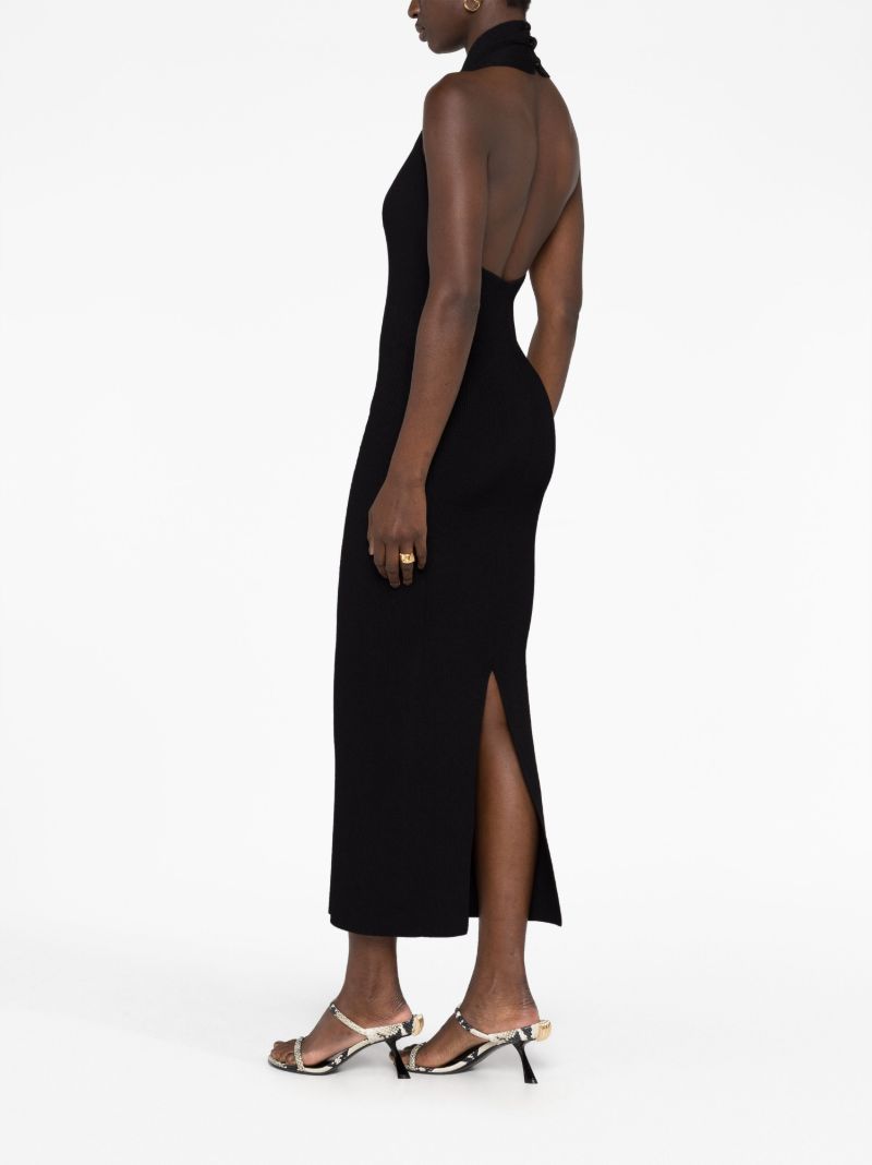 Black Amalfi Ribbed-knit Midi Dress