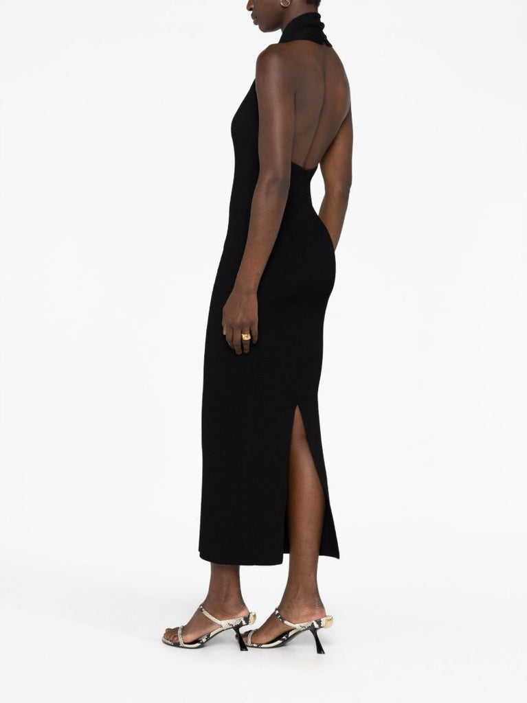 Black Amalfi Ribbed-knit Midi Dress