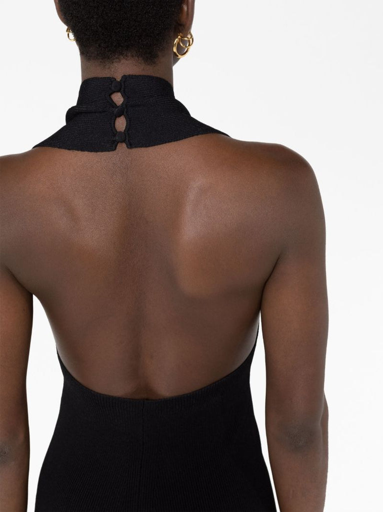 Black Amalfi Ribbed-knit Midi Dress