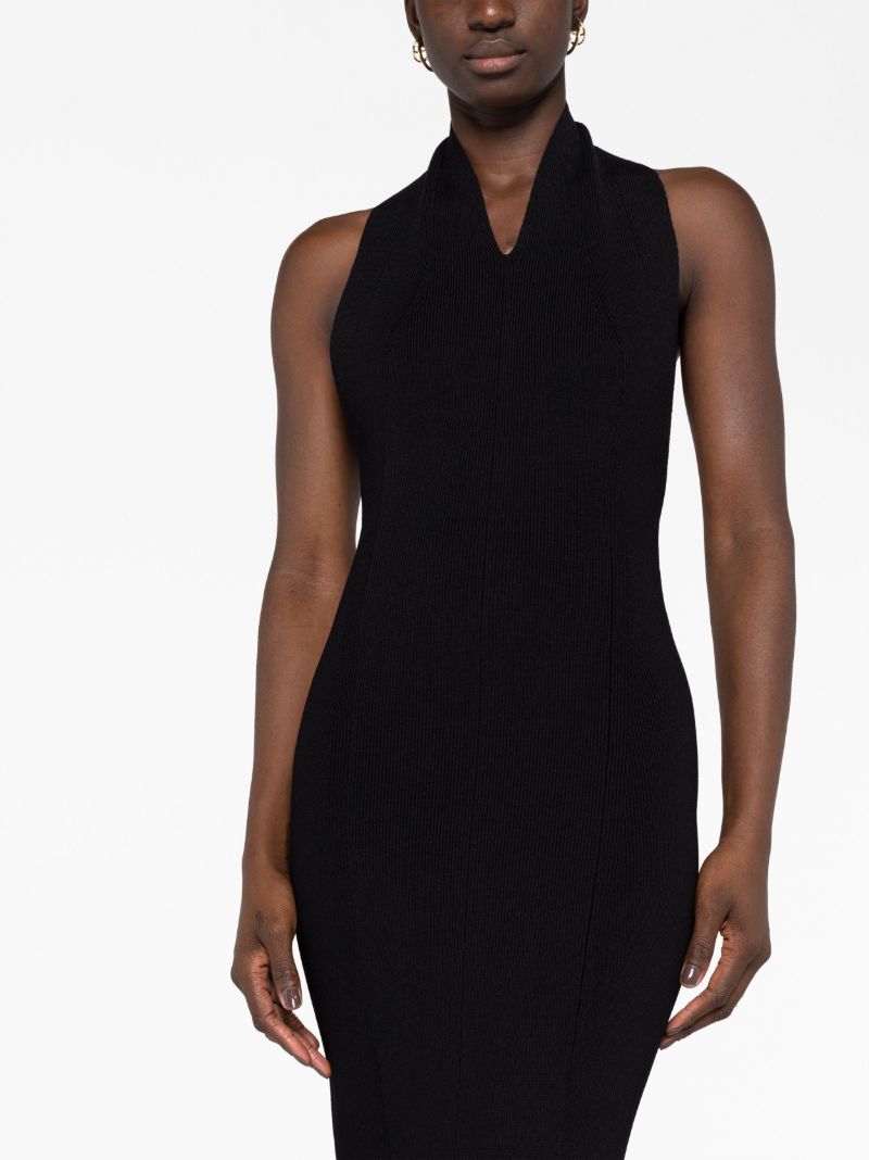 Black Amalfi Ribbed-knit Midi Dress