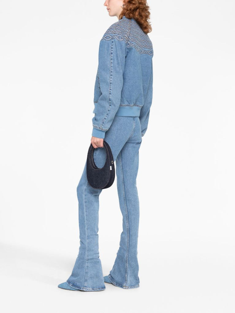 Blue Mini Swipe Denim Top Handle Bag