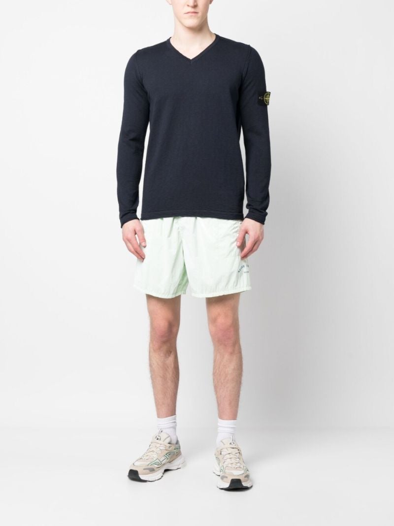 Green Logo Print Track Shorts