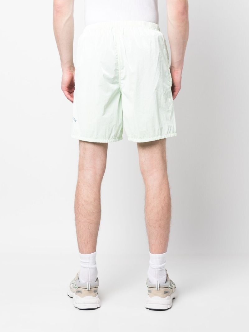Green Logo Print Track Shorts