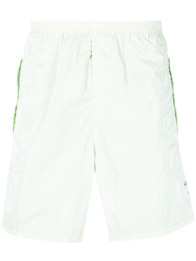 Green Logo Print Track Shorts