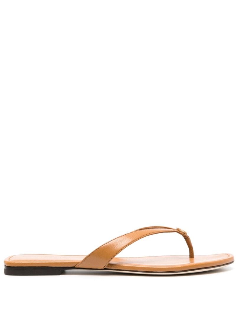 Brown Thong-strap Leather Flip-flops