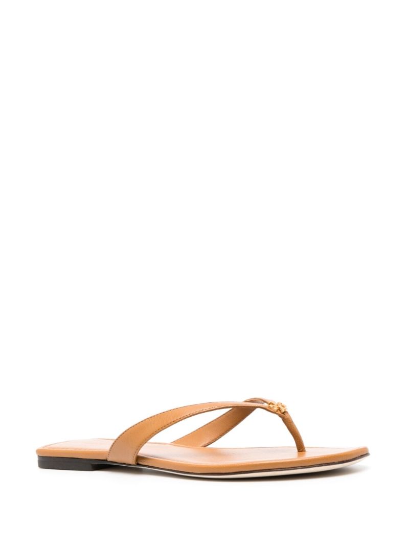 Brown Thong-strap Leather Flip-flops
