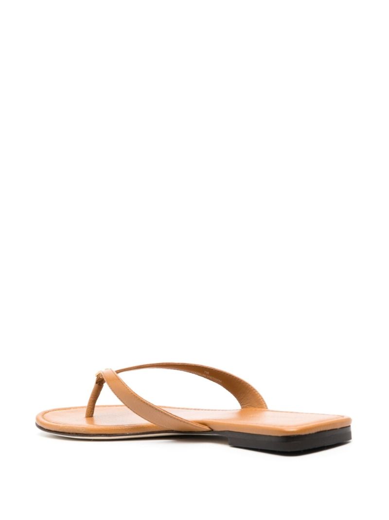 Brown Thong-strap Leather Flip-flops