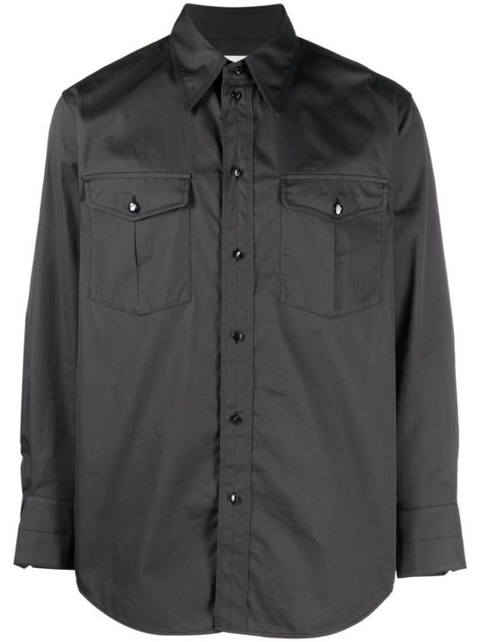 Grey Cotton Button-up Shirt