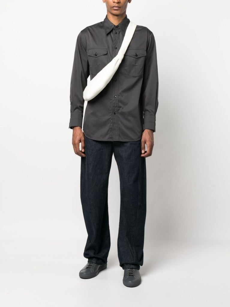 Grey Cotton Button-up Shirt