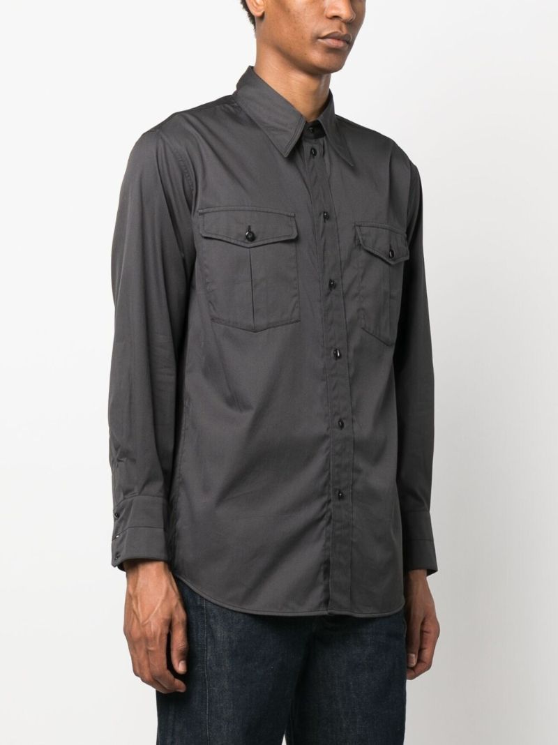 Grey Cotton Button-up Shirt