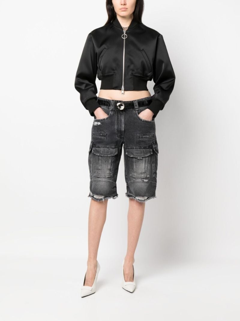 Black Distressed Denim Shorts